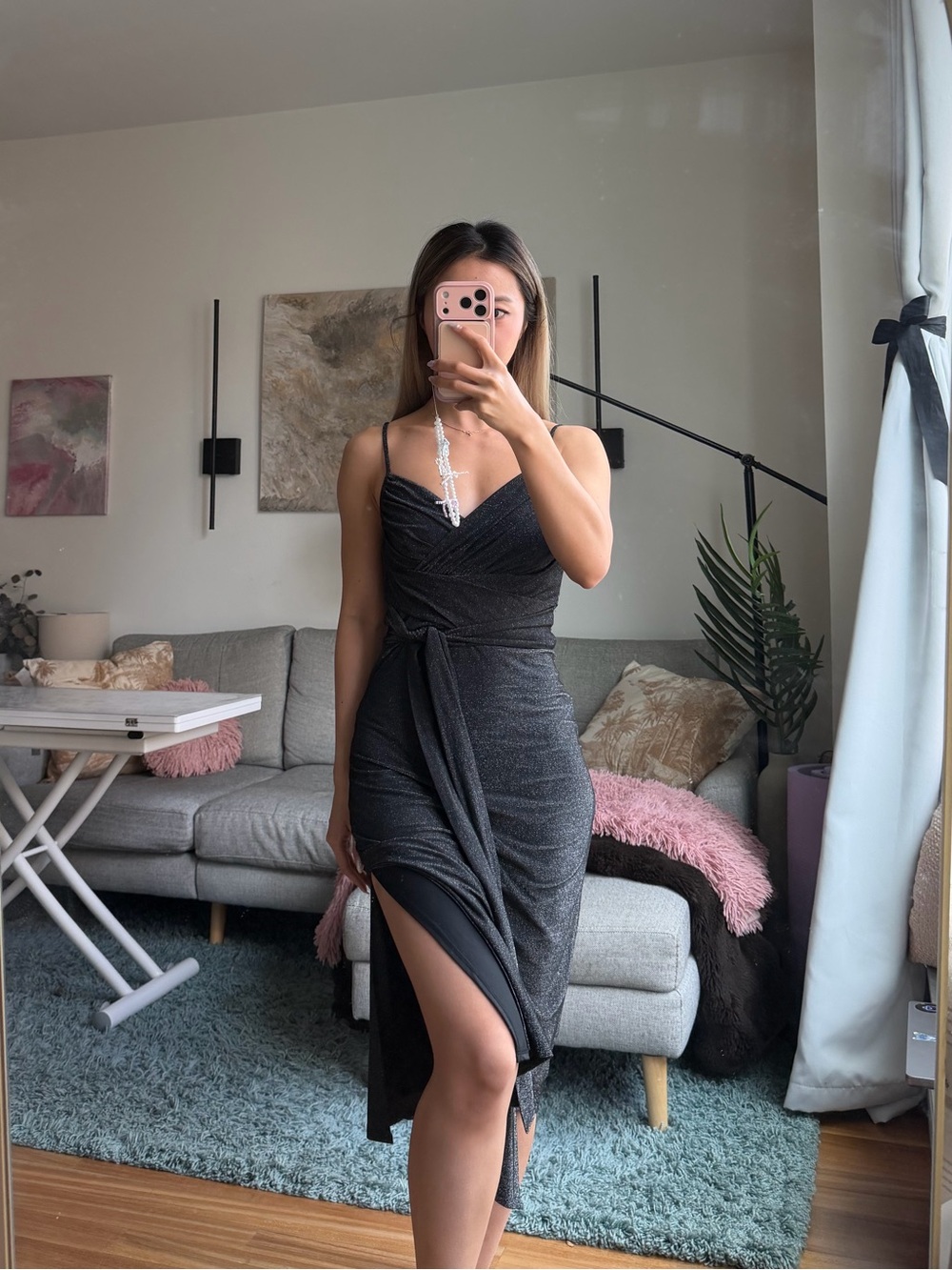 Sparkle Wrap Dress in Charcoal Silver - Picture 4 of 4